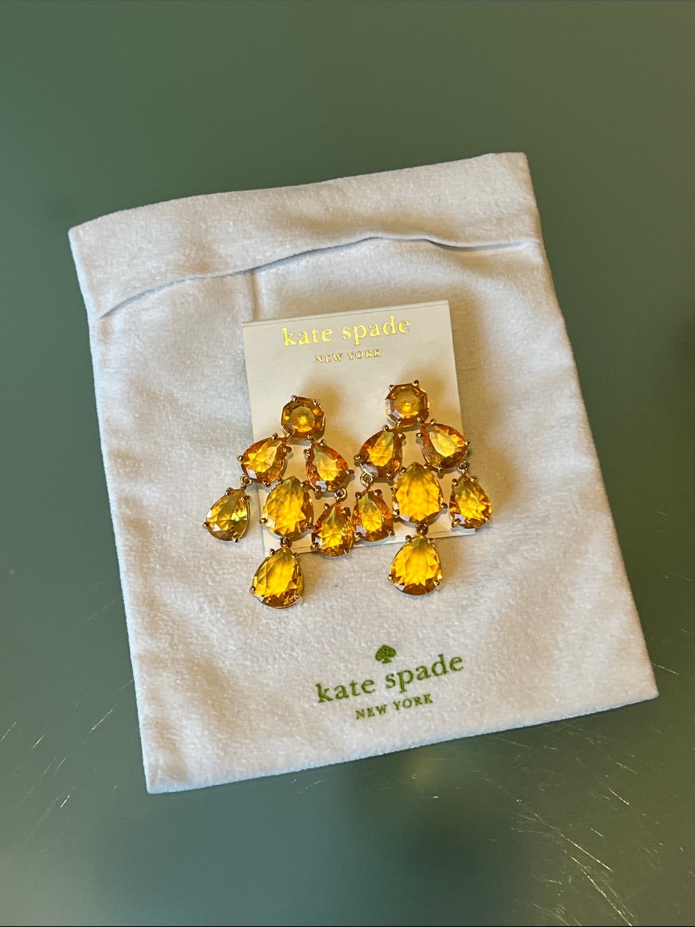 Kate Spade 14k Gold Filled Yellow Teardrop Chandelier Earrings